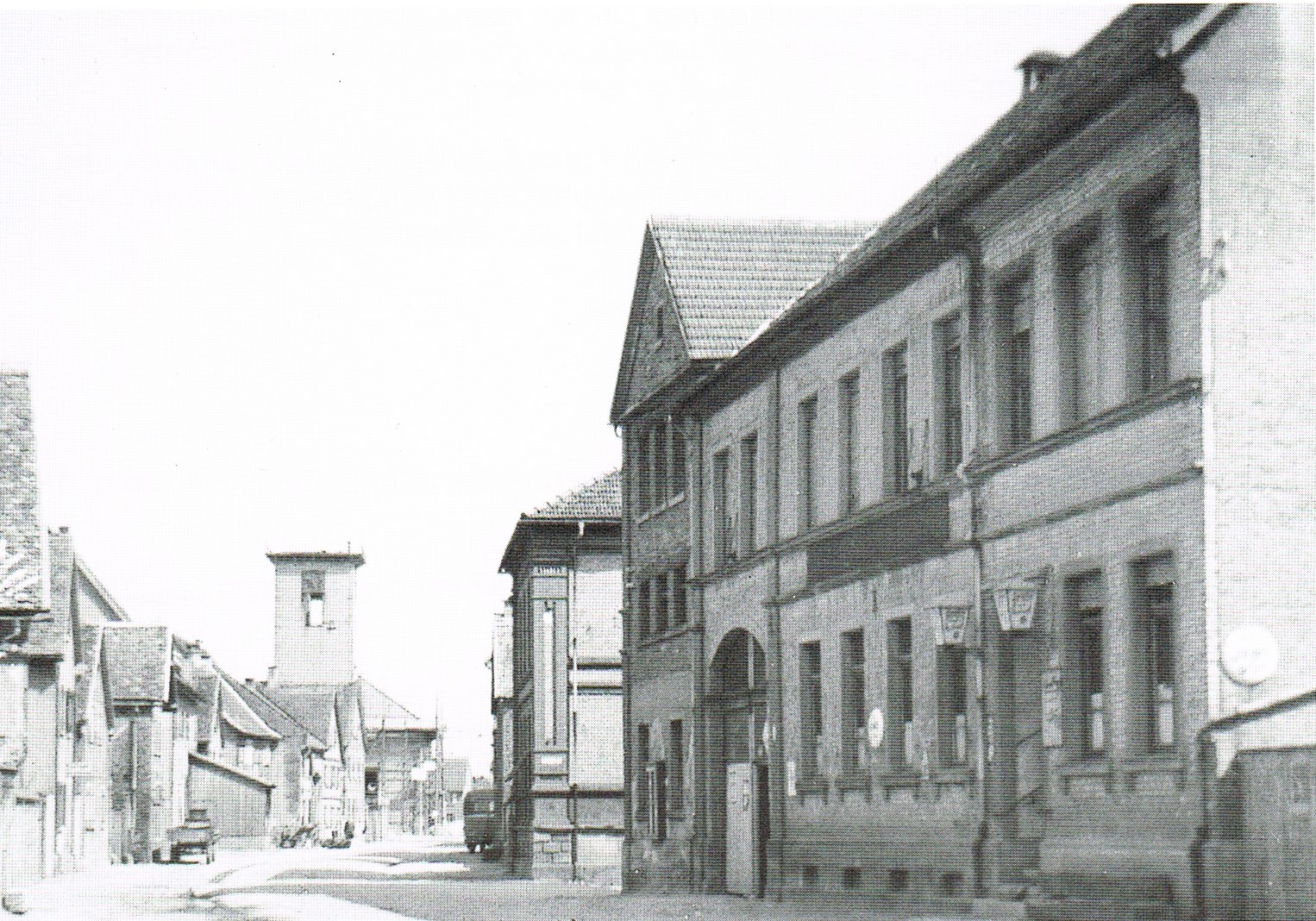 Rheinstraße mit Gasthaus Lerch, 1954